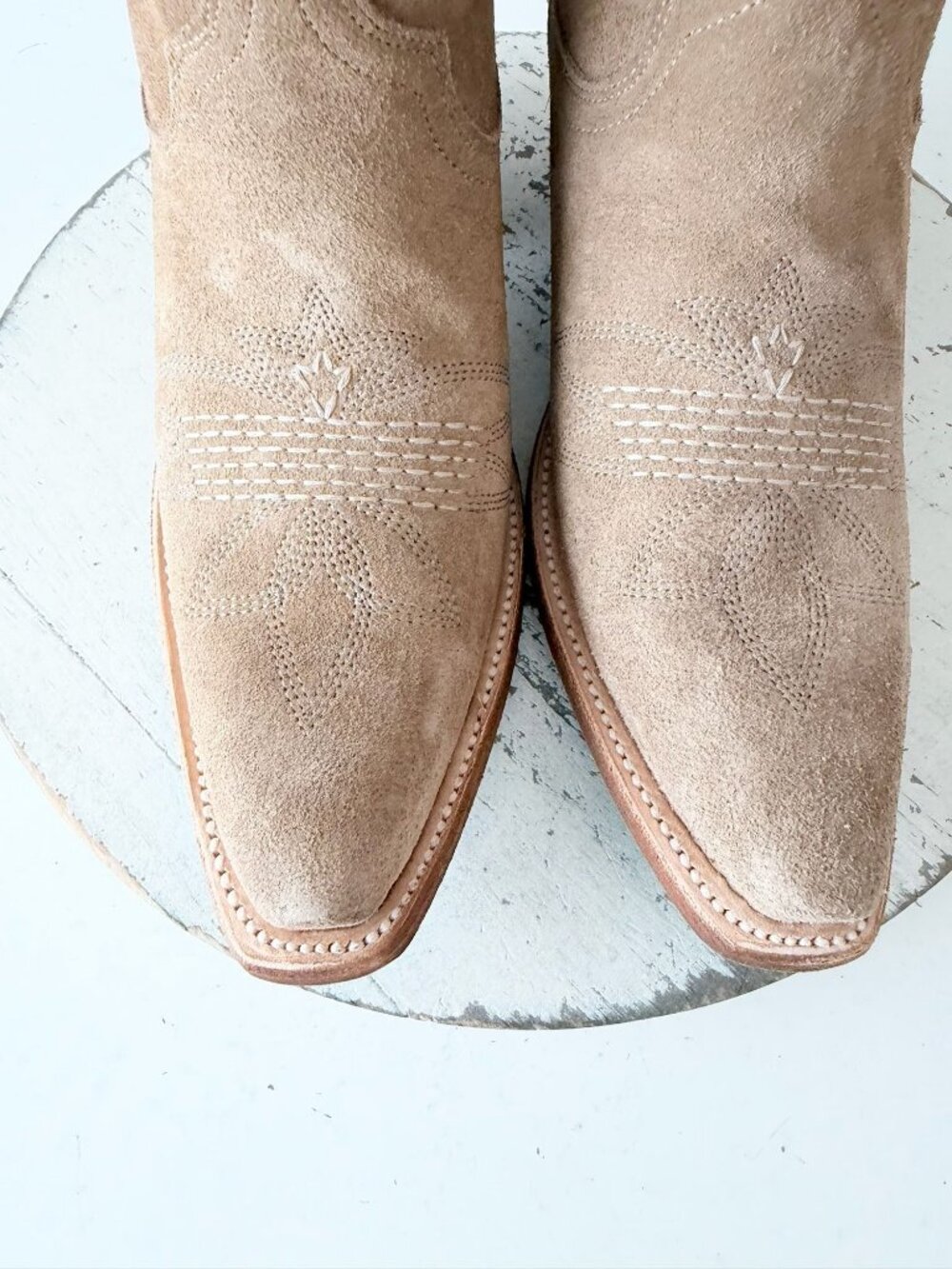 Lane SQUASH BLOSSUM Latte Suede Cowboy Boots Western Cowgirl Mid Calf Size 8 - Picture 10 of 12